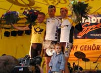Siegerehrung Deutschlandtour 2001 - 4.Etappe Sven Ruster Platz. 3